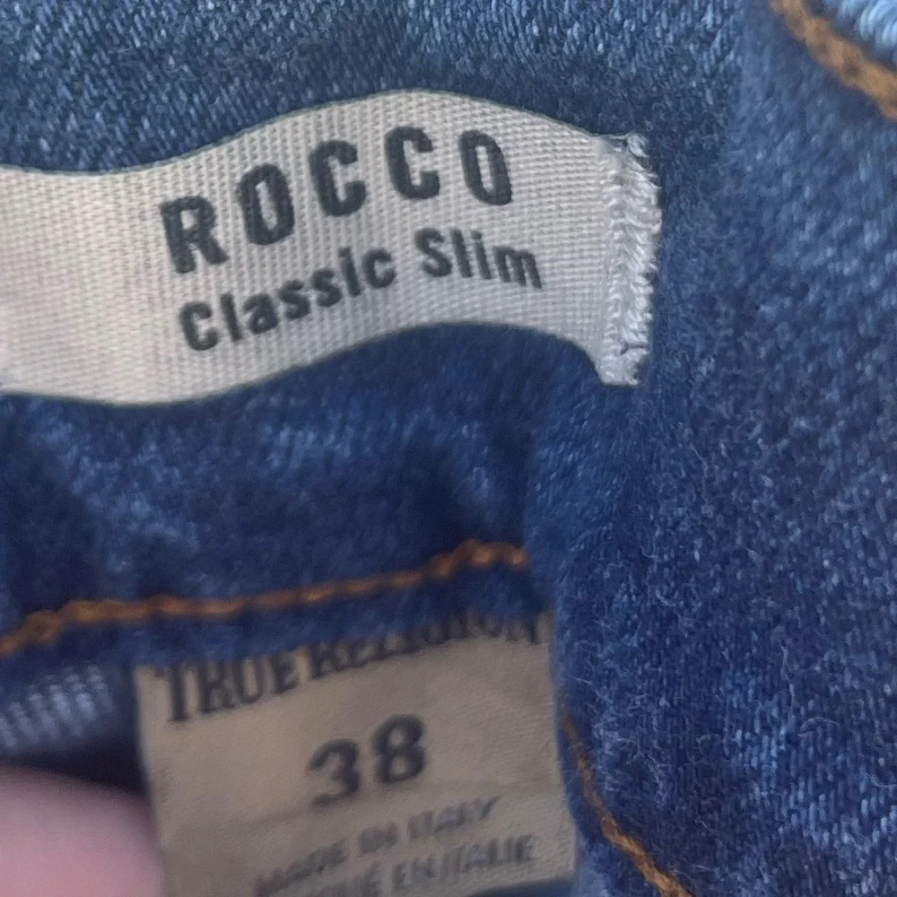 True Religion Men's Rocco Classic Slim Distressed Button Fly Jeans 38
